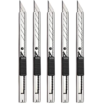 Imagen de Gebildet 5piezas 9mm Cúter de Cuchillas Profesional Angulo Corte 30grados, Snap Off Acero Carbono Cuchillo, Automático Vinilo Herramientas
