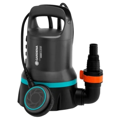 Imagen de Gardena bomba sumergible de aguas limpias 9000: 9000 l/h, interruptor flotación funcionamiento continuo, aspiración plana hasta 2 mm, sistema acoplamiento rápido, 300 W (09030 20)