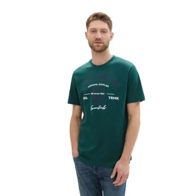 Imagen de TOM Tailor MIT LOGO Camiseta estampada, Hombre, Talla: Large, Deep green lake
