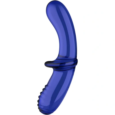 Imagen de Satisfyer Double Crystal 20cm Dildo del punto G de Vidrio borosilicato Estructura lisa y estriada para mayor estimulación Mango base ancha sesiones seguras