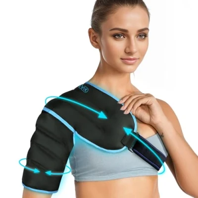 Imagen de REVIX Bolsa de hielo hombro con costura 3D para un mejor ajuste y colocación, bolsas lesiones reutilizables, compresa caliente fría aliviar el dolor, hinchazón,