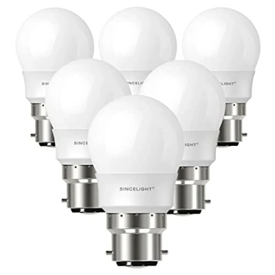 Imagen de Bombillas LED con Casquillo B22 (5 Vatios, 520 lúmenes, Blanco Natural 4000 Kelvin, No Regulables, Forma P45 estándar) Paquete de 6
