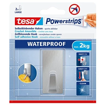 Imagen de tesa Powerstrips Waterproof Hooks L metal rectangular