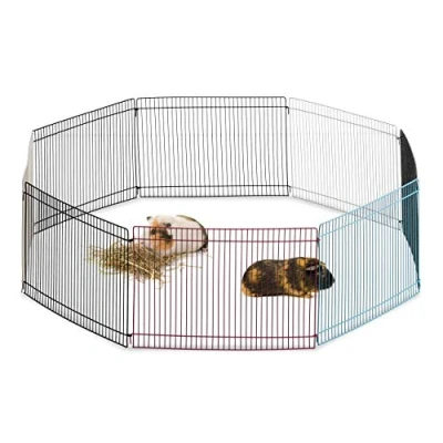 Imagen de Relaxdays Parque Mascotas Pequeñas, Conejos, Cobayas y Roedores con 8 Piezas, Acero, Multicolor, 24 cm