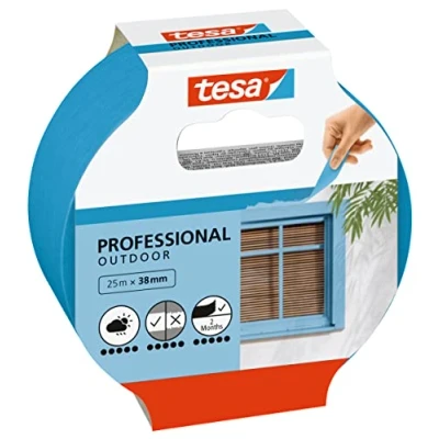 Imagen de tesa Cinta de Carrocero EXTERIOR Pintor Fina Enmascaramiento Altamente Preciso para Exteriores Resistente a los rayos UV y al clima 25 m x 38 mm Azul