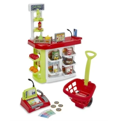 Imagen de Ecoiffier Supermercado 3 en 1 de Juguete 100% Chef con Cesta, 31 Accesorios para la Compra (7600001691)
