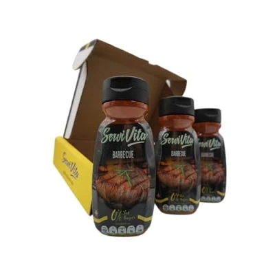 Imagen de ServiVita Pack salsas Saludables 0%, Sin Azúcares, Grasas, Grasas Saturadas, 3 x 320ml Sabor Barbacoa