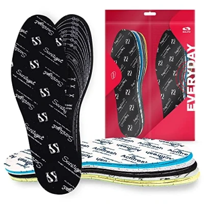 Imagen de SULPO 8 pares de Plantillas antisudor diferentes contra olores Juego para desinfección zapatos látex con capa algodón cortar