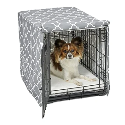 Imagen de New World modelo BCVR 24GYT Funda para jaula de perro con protección textil teflón, jaulas y MidWest 61 cm, diseño en color gris claro
