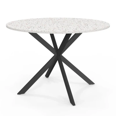 Imagen de ALIX mesa de comedor redonda 4 6 personas pata araña negra tapa terrazo SIMONE 110 cm