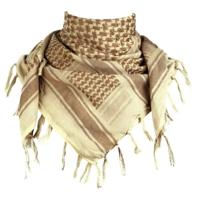 Imagen de FREE SOLDIER Bufanda Militar Shemagh Tactical Desert Keffiyeh de Cuello con Cabeza árabe Borla 43x43 Pulgadas,Caqui