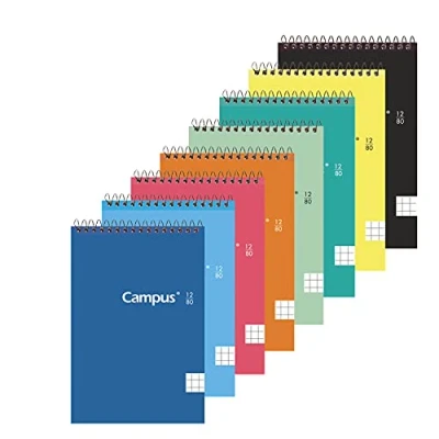Imagen de PACK 12 BLOC LIBRETA ESPIRAL TAPA BLANDA 12º APAISADO 80 HOJAS 60 GRAMOS CUADRICULA 4MM CAMPUS