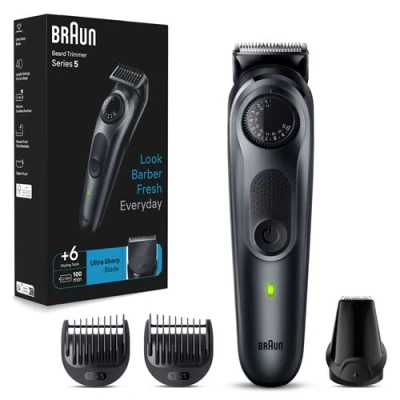 Imagen de Barbero Braun Series 5 BT5450, Recortadora de Barba, 40 Ajustes longitud, accesorios, 100 min autonomía