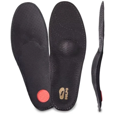 Imagen de SULPO Plantillas ortopédicas cómodas para zapatos de piel auténtica con arco el pie plano y las molestias del metatarso, 1 par (negro, 43)