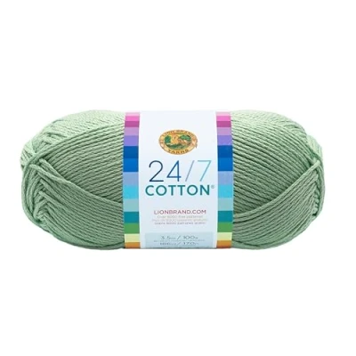 Imagen de Lion Brand (1 madeja 24/7, Menta Yarn 761 156 24 7 Hilo de algodón, Color, 15.24x6.35x6.35 cm, 170