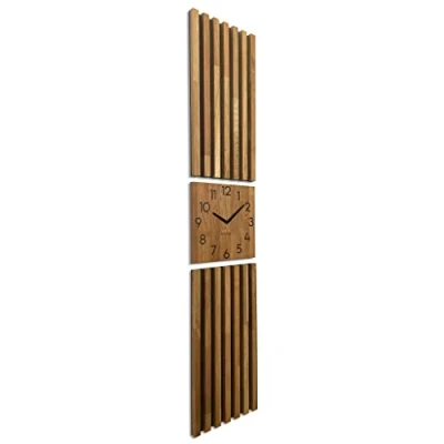 Imagen de FLEXISTYLE Reloj de Pared Grande Moderno Madera Roble, Panel para Colgar, 155 x 30 cm, sin Ruido tictac, Moderno, Negro, MDF, Aspecto Madera, salón (Roble)