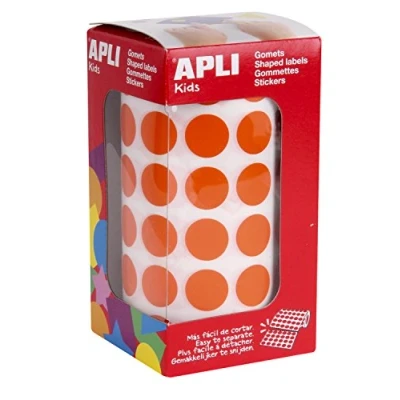 Imagen de APLI Kids Rollo de gomets redondos 15 mm, color naranja (11483)