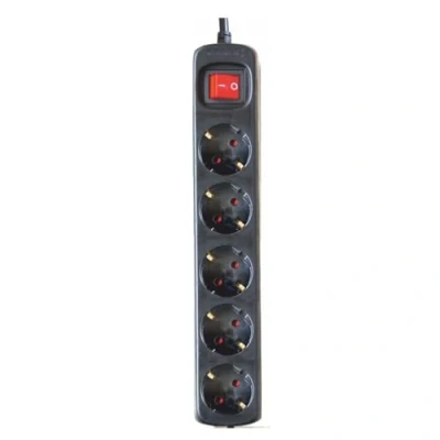 Imagen de SILVER ELECTRONICS Regleta Enchufe con 5 Tomas Interruptor, Negro, Enchufes, Cable de 1,5 Metros, protección Infantil, Toma Tierra, sobretensiones