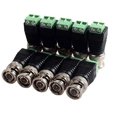 Imagen de Paquete de 10 terminales tornillo coaxial Cat5 a BNC macho Video Balun Conector