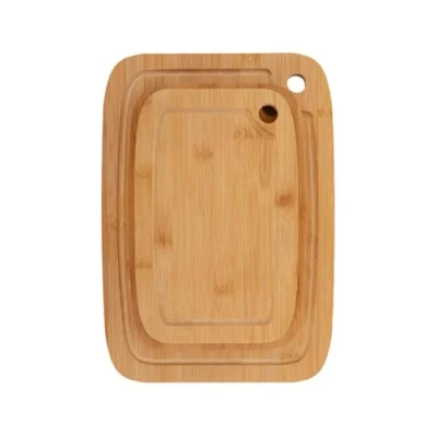 Imagen de FLORINA Set de 3 Tablas Cortar Bambú WOODY I Bloques Corte Natural con Canaletas Para Jugos Tablero Cocina Antibacterial Queso, Carne, Frutas, Verduras