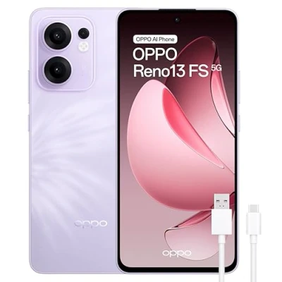 Imagen de OPPO Reno13 FS 5G Smartphone Libre con IA, 12GB RAM + 512, Pantalla AMOLED 6.67&quot; 120Hz, Cámara 50MP, IP69, Batería 5.800, Carga Rápida 45W, Versión Española Morado