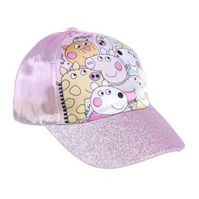 Imagen de Gorra con Visera Curva de Peppa Pig y sus Amigos Color Rosa Apta 4 a 8 Años Material Brillante para Niños Velcro Trasero Ajustable Producto Original Diseñado en España