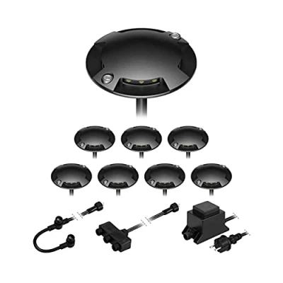 Imagen de ledscom.de Lámpara de pie LED Bunda, 4 llamas, negra para exteriores, transitable, blanco cálido, juego 8