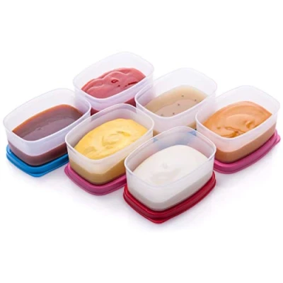 Imagen de Contenedores de plástico reutilizables para almacenamiento alimentos, recipientes herméticos apilables aperitivos, picnic, preparación microondas y congelador, 5 onzas