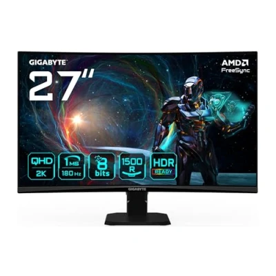 Imagen de Gigabyte GS27QCA 27&quot; Monitor Curvo para Gaming QHD 2560 x 1440, 180Hz, 1ms, 250 CD/m², FreeSync, HDR Ready, HDMI 2.0, DisplayPort 1.4