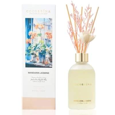 Imagen de Cocorrína Difusor de Varillas con Flores secas 200ml 8 Varillas/Mandarina Jazmín/Ambientadores Hogar, Ambientador Varillas/difusor Aromas/para Decoración Baños y Estanterías