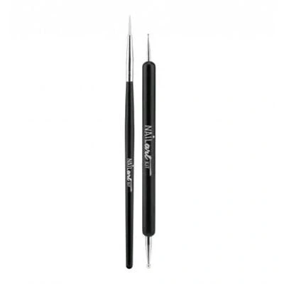 Imagen de Beter Nail Art kit de 2 piezas para decoración uñas, pincel extrafino uñas y dooting tool topitos en medidas, ideal manicura francesa decoraciones profesionales