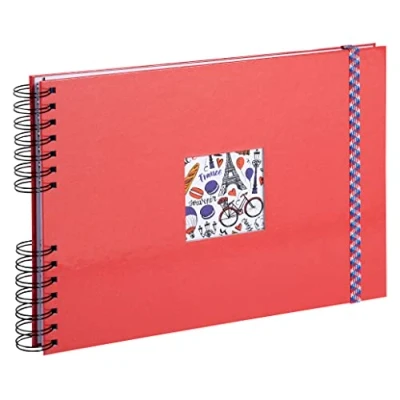 Imagen de Exacompta 15133E Álbum de fotos espiral FRENCH&#039;CLASS 150 50 páginas blancas formato 32 x 22 cm tapa roja en papel plastificado con cierre elástico