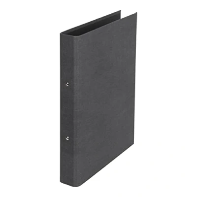 Imagen de Bigso Box of Sweden Cuaderno Archivador con 2 anillas DIN A4 estrecho de tablero fibras y papel aspecto lino Carpeta para documentos, fundas, etc. negro