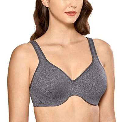 Imagen de DELIMIRA Mujer Sujetador Copa Completa Reductor con Aros Minimizador Talla Grande Marl Negro 110F