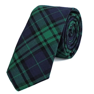 Imagen de DonDon Corbata de cuadros e rayas algodón para hombres 6 cm verde azul oscuro