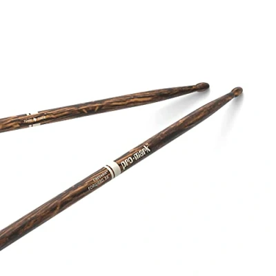 Imagen de ProMark Baquetas Bateria Classic Forward 5B Drumsticks FireGrain Sin exceso de vibración Acabado laca, Punta Madera ovalada, nogal americano 1 par