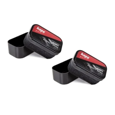 Imagen de Kaps Esponja Abrillantadora de Zapatos Perfect Shine (2 Unidades), Pack Doble para Negra, Calzado Piel y Sintético, Fácil Usar, Duradero Portátil