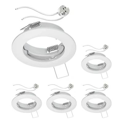 Imagen de ledscom.de 5 piezas marco para empotrar en el techo FERE blanco mate (LED/Halógeno/MR16/50mm) incl. casquillo GU5.3