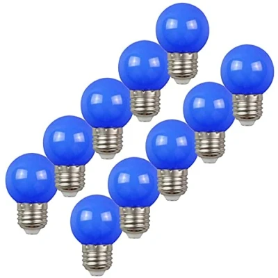 Imagen de Aiwerttes Bombillas de color LED 2W E27 G45 bombilla para luces fiesta, al aire libre Patio Party Navidad, bola golf Azul, 10 paquetes