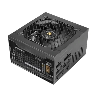 Imagen de MARS GAMING MPB750SIM, Fuente Alimentación Full Modular ATX 750W, 7 Años Garantía, 80Plus Bronze 230V EU, 90% Eficiencia, Ventilador SI Extreme Silence 140mm, Tecnologías AI2 RPM, DC y SMD, Negro