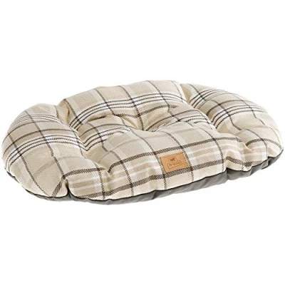 Imagen de Ferplast Cojín Acolchado Para Perros Y Gatos Scott 65/6, Doble Cara, Escocés, Suave Terciopelo, Lavable, Marrón, M