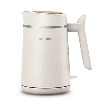 Imagen de Philips Hervidor de Agua Edición Eco Conscious, 1.7L, Indicador Luminoso, Base con Giro, Diseñado Plásticos Biológicos, Blanco Seda Mate (HD9365/10)