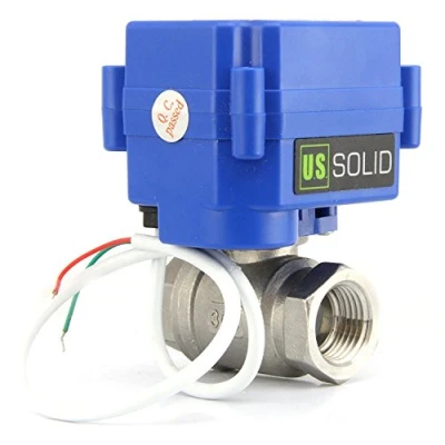 Imagen de U.S. Solid 3/4&quot; Válvula Motorizada 220V AC (85V 265V AC), 2 Vias acero inoxidable de bola electrica, Cables, Normalmente Cerrado (NC), Regreso Automatico, Puerto estándar