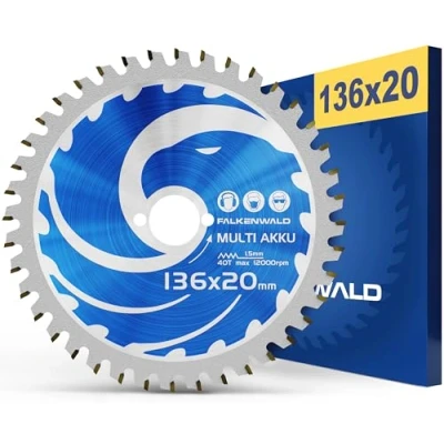 Imagen de FALKENWALD® Hoja de sierra circular 136 x 20 mm (batería, multi), con 40 dientes metal duro, compatible manual Makita DSS501Z, DSS610Z y otras máquinas