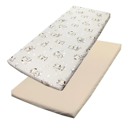 Imagen de TupTam Sábana Ajustable para Cuna Bebé 2 Pack, Jirafa Beige, 60 x 120 cm