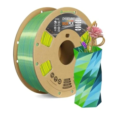 Imagen de OVERTURE Seda Dual Color PLA Filamento de 1,75 mm, Bobina 1 kg (2,2 lb), SILK Precisión Dimensional +/ 0.02 Para Impresora 3D(Seda Azul Amarillo)