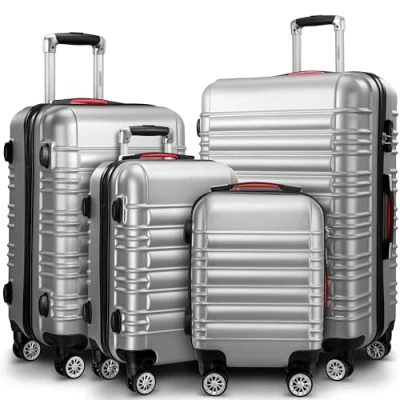 Imagen de MONZANA® Juego de 4 Maletas Rígidas Equipaje Set Trolley Viaje Incl. Accesorios Maleta S M L XL Plata
