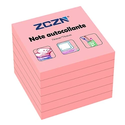 Imagen de ZCZN Notas Adhesivas 76 x mm, 6 Libros de Autoadhesivas, 80 Hojas/Libro, Postis Pequeños Adecuadas para (Rosa)