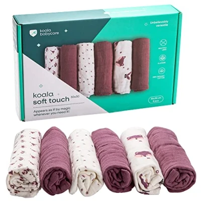 Imagen de KOALA BABYCARE Muselinas Bebe Algodon 30x30 Paquete con 6 Unidades de algodón para recién Nacidos bebés