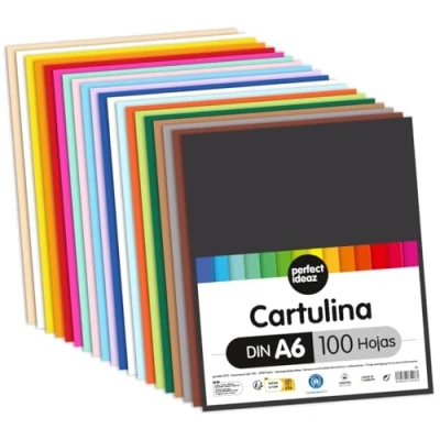 Imagen de perfect ideaz cartulina cuché A6 de colores 100 hojas, cartulina, color, en 10 diferentes, grosor 300g/m², hojas la máxima calidad